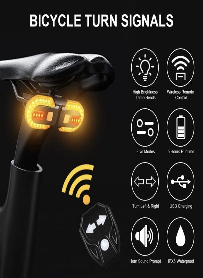 Lista Bicycle Turn Signals,Bright Bicycle Bicycle Indicator Rear Taillight IPX5 Waterproof Wireless Remote Control Rear Cycle Light USB Rechargeable - Image 2