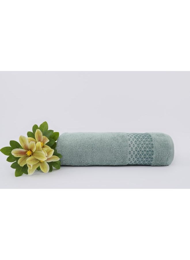 White Rose Triangle Towels - 500 GSM - 100% Cotton Terry - Jacquard Border- 1 Bath Sheet 85x170 cm- Luxury Touch - Extra Absorbent-Olive  - Image 1