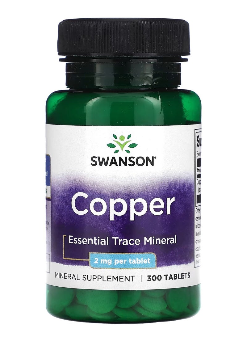 سوانسون، نحاس، 2 ملجم، 300 قرص