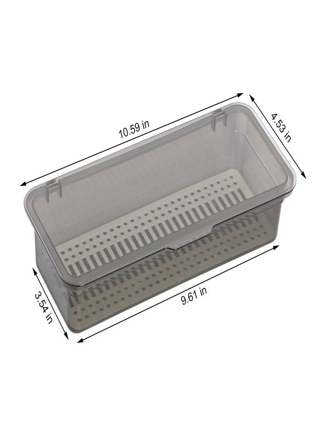 ICSTM Clear Stackable Storage Drawers,Plastic Organizers Bins with Lid for Makeup Palettes, Cosmetics,and Beauty Supplies,Ideal for Vanity,Bathroom,Cabinet,Desk Organization (Grey) - Image 2