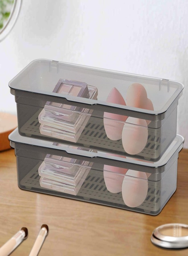 ICSTM Clear Stackable Storage Drawers,Plastic Organizers Bins with Lid for Makeup Palettes, Cosmetics,and Beauty Supplies,Ideal for Vanity,Bathroom,Cabinet,Desk Organization (Grey) - Image 5