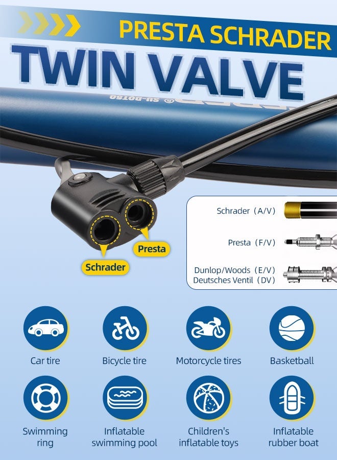 CREEPER تأتي مضخة هواء الدراجة CREEPER مع مقياس ضغط 160 رطل لكل بوصة مربعة، ولب فولاذي، ونفخ سريع ودقيق، ومضخة محمولة - Image 4