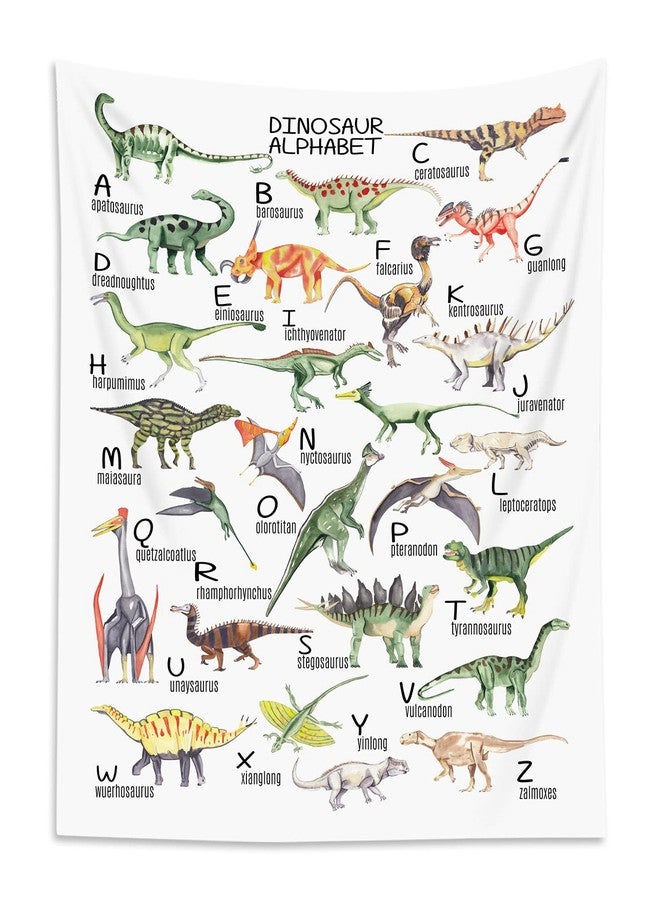 HVEST Dinosaur Tapestry Vertical Wall Hanging ABC English Alphabet and Wild Animal Tapestries Illustrative Reference Chart Tapestry for Kids Bedroom Living Room Teen Dorm Party,40x60 Inches - Image 3