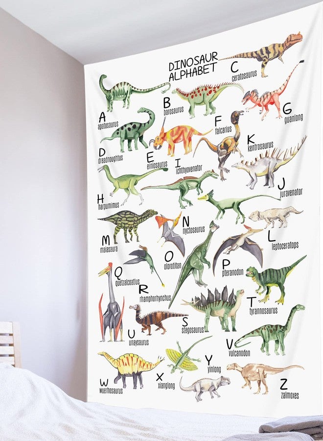 HVEST Dinosaur Tapestry Vertical Wall Hanging ABC English Alphabet and Wild Animal Tapestries Illustrative Reference Chart Tapestry for Kids Bedroom Living Room Teen Dorm Party,40x60 Inches - Image 4