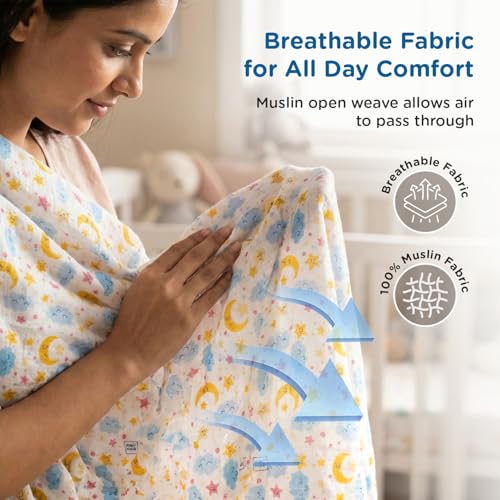 Mee Mee 100% Muslin Cotton Swaddle Wrapper Set (Pack of 3) | Soft, Quick-Drying & Highly Absorbent Baby Blanket Towel | Printed Mulmul Cloth for Newborn Essentials (Multicolour, 120 × 100 cm) - Image 4