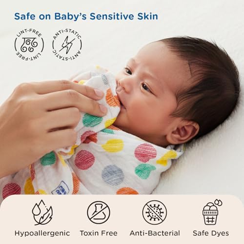 Mee Mee 100% Muslin Cotton Swaddle Wrapper Set (Pack of 3) | Soft, Quick-Drying & Highly Absorbent Baby Blanket Towel | Printed Mulmul Cloth for Newborn Essentials (Multicolour, 120 × 100 cm) - Image 5