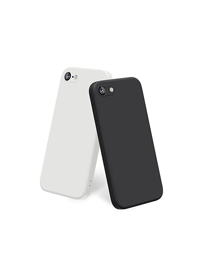 PROMASS [2 PACK] Silicone Case Compatible with iPhone SE 2020/iPhone 8/iPhone 7, with a Soft Microfiber Lining for Comprehensive Protection, 4.7" (Black/Antique White) - Image 1