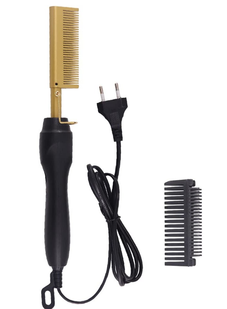 Generic Heat Hot Ceramic Curling Electric Straightening Pressing Comb Hair Straightener Curler For Natural Hair and Beards Flat Iron Designed - Image 1