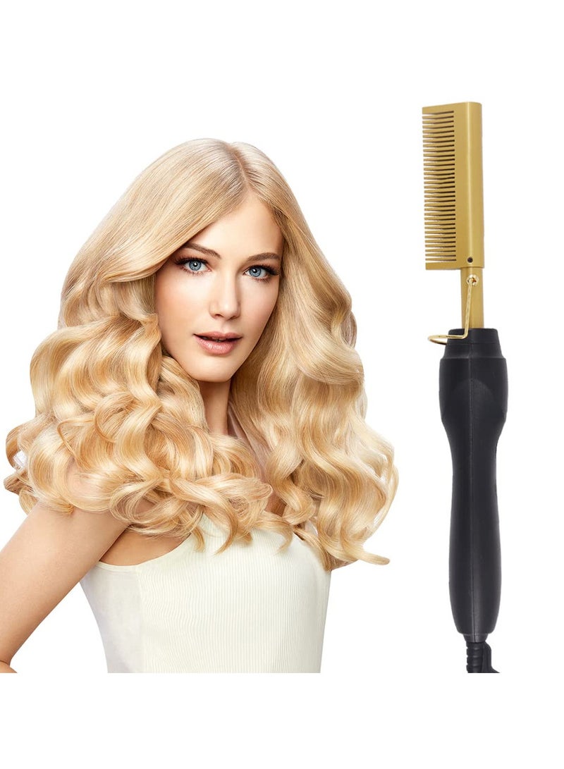 Generic Heat Hot Ceramic Curling Electric Straightening Pressing Comb Hair Straightener Curler For Natural Hair and Beards Flat Iron Designed - Image 2
