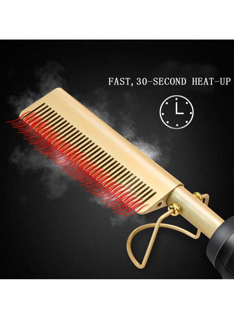 Generic Heat Hot Ceramic Curling Electric Straightening Pressing Comb Hair Straightener Curler For Natural Hair and Beards Flat Iron Designed - Image 5