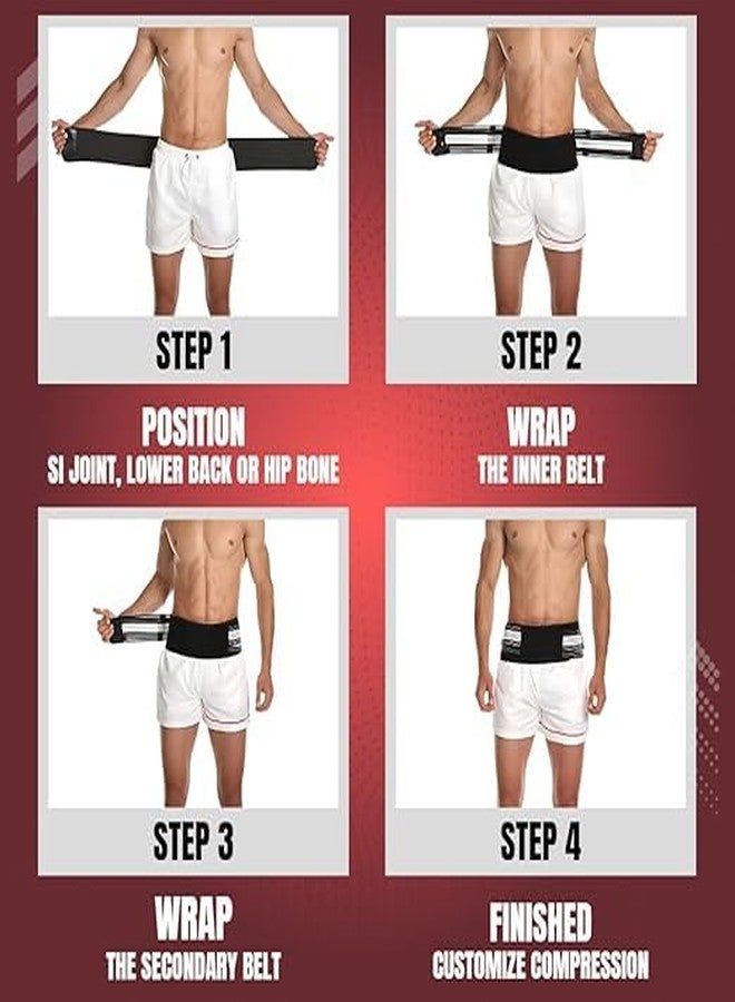 FITPUT حزام FITPUT لتخفيف آلام عرق النسا للرجال والنساء (عبوة من قطعة واحدة)، حزام الورك المرن لتخفيف آلام أسفل الظهر ودعم الحوض (أسود/أبيض) - Image 2