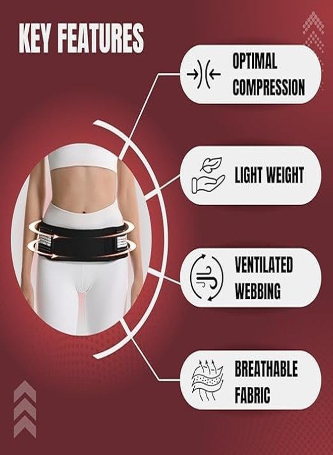 FITPUT حزام FITPUT لتخفيف آلام عرق النسا للرجال والنساء (عبوة من قطعة واحدة)، حزام الورك المرن لتخفيف آلام أسفل الظهر ودعم الحوض (أسود/أبيض) - Image 3
