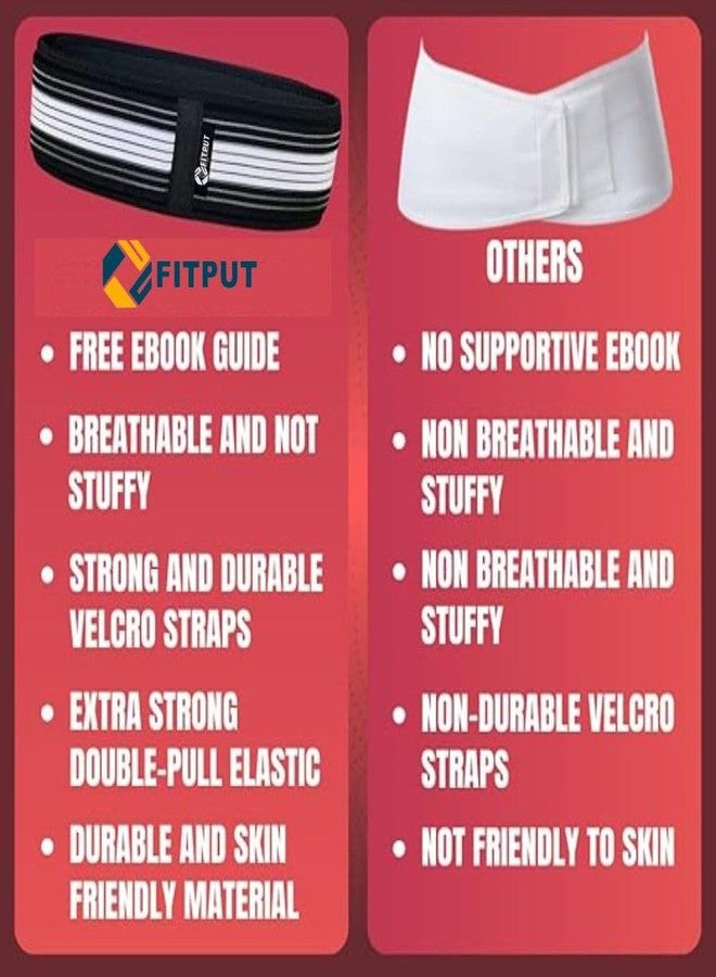 FITPUT حزام FITPUT لتخفيف آلام عرق النسا للرجال والنساء (عبوة من قطعة واحدة)، حزام الورك المرن لتخفيف آلام أسفل الظهر ودعم الحوض (أسود/أبيض) - Image 4