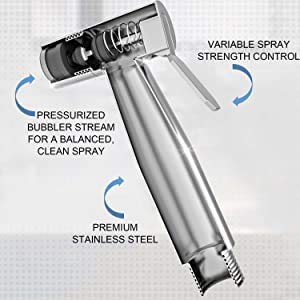 Marcoware Stainless Steel Health Faucet for Bathroom/Jet Spray for Toilet Shower Faucet, Silver, Brushed Finish (Gun Only) - Image 4