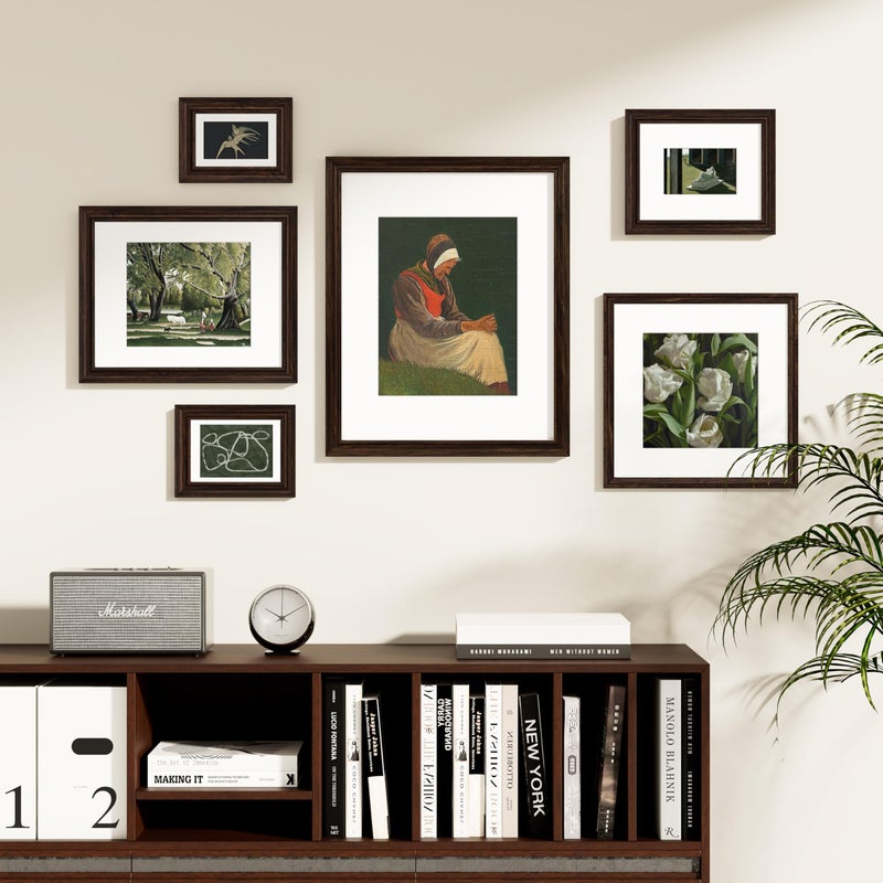 Vittanly 5x7 Picture Frames Set of 2  Ornate Vintage Photo Frame for Wall or Tabletop  Display 4x6 Pictures with Mat or 5x7 without Mat  Rustic Brown - Image 2