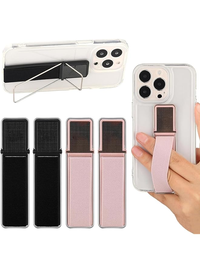 Green Tiger Phone Finger Grip Holder, 4 Pieces Strap Telescopic Kickstand with Strong Adhesive, Universal Hand Grip for Most Smartphones, Anti-Slip Finger Loop for Secure Phone Holding and Viewing - Image 1