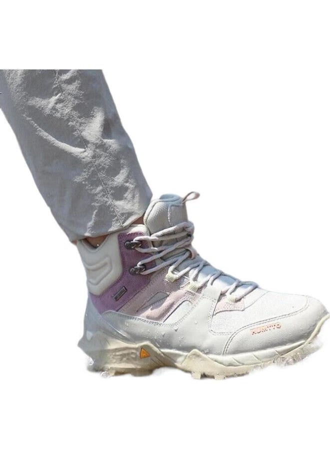 Humtto High-Top Waterproof Hiking Boots For Women, Non-Slip Shock-Absorbing Outdoor Trail Walking Climbing Shoes, Beige, Size 39 - Image 3