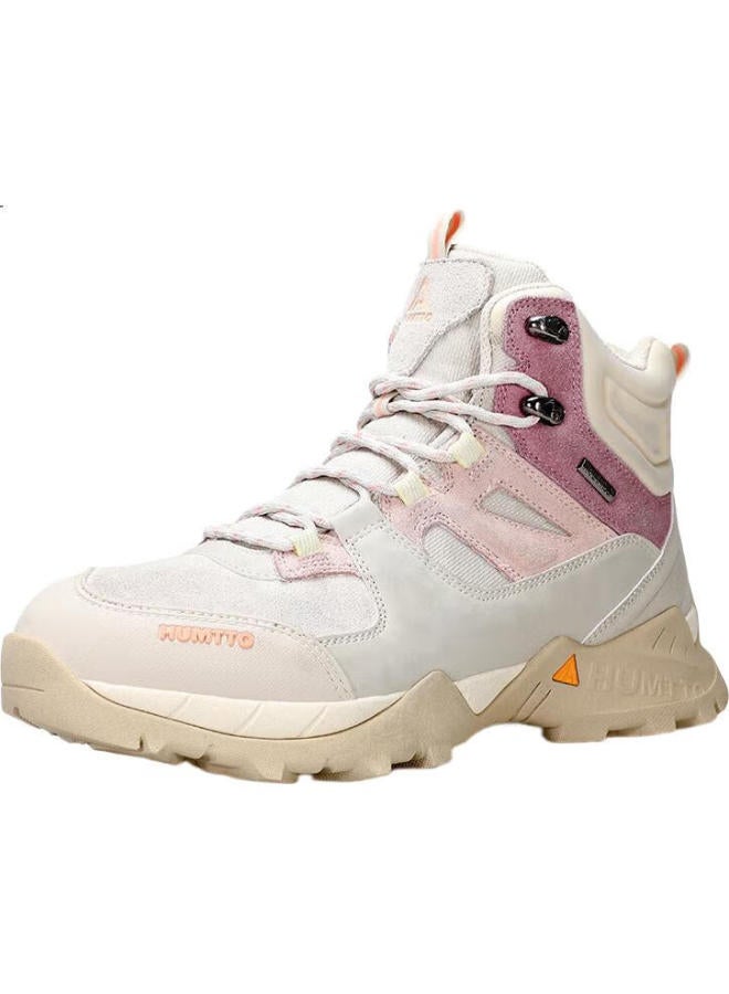 Humtto High-Top Waterproof Hiking Boots For Women, Non-Slip Shock-Absorbing Outdoor Trail Walking Climbing Shoes, Beige, Size 39 - Image 1
