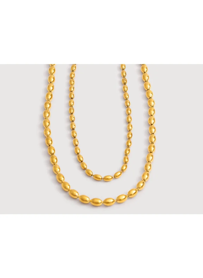 noya Emas Gold Beaded Layered Necklace - 18K Gold Plated