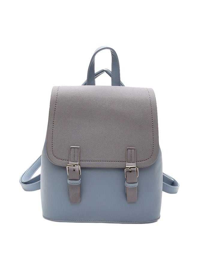 Women's Fashion Purse Leather Backpack, Casual Ladies Shoulder Bag, Potable Lightweight Cute Travel Backpack, Waterproof School Bag for Women Teen Girls (Grey/Blue)  - Image 2