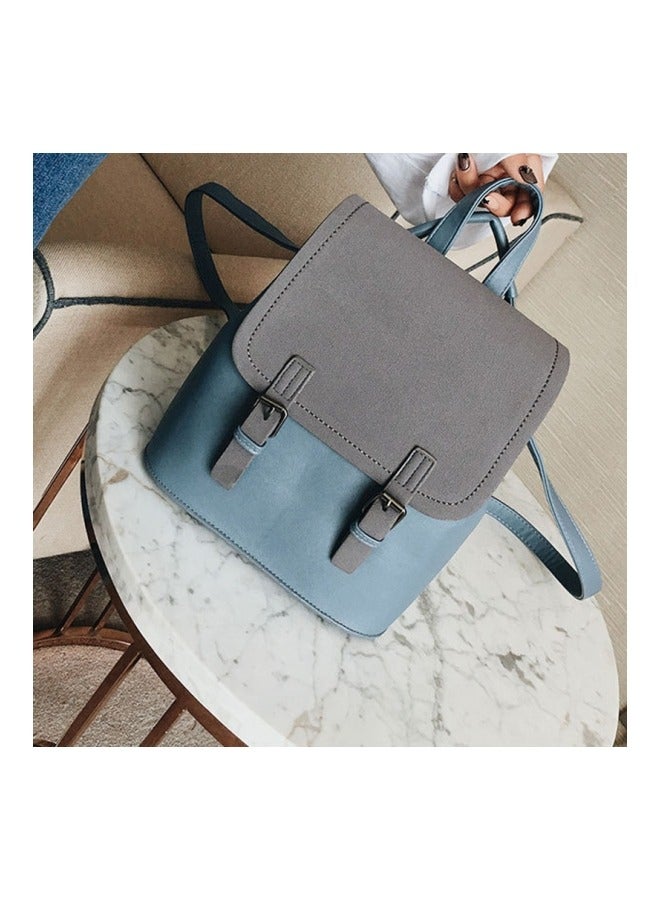 Women's Fashion Purse Leather Backpack, Casual Ladies Shoulder Bag, Potable Lightweight Cute Travel Backpack, Waterproof School Bag for Women Teen Girls (Grey/Blue)  - Image 4