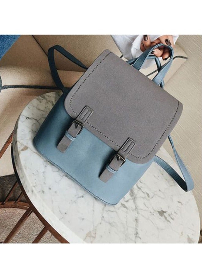 Women's Fashion Purse Leather Backpack, Casual Ladies Shoulder Bag, Potable Lightweight Cute Travel Backpack, Waterproof School Bag for Women Teen Girls (Grey/Blue)  - Image 3