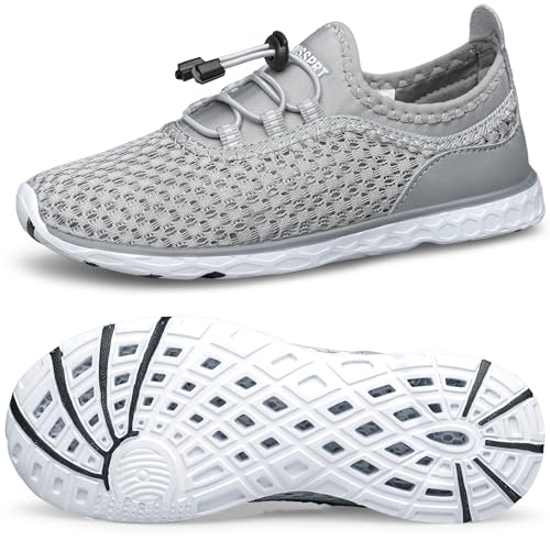 DOUSSPRT Water Shoes for Kids Boys Girls Quick Dry Beach Sports Swim Pool Aqua Shoes for ToddlerLittle KidBig Kid LightGrey 10 - Image 1