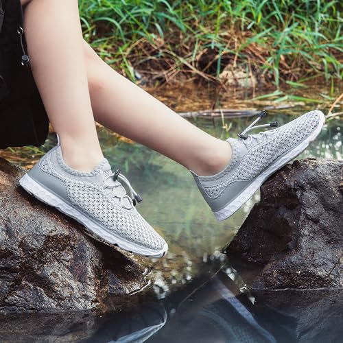 DOUSSPRT Water Shoes for Kids Boys Girls Quick Dry Beach Sports Swim Pool Aqua Shoes for ToddlerLittle KidBig Kid LightGrey 10 - Image 3