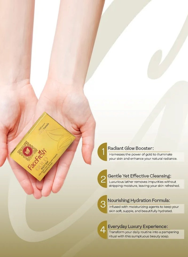 Face Fresh Set of 3 Gold Plus Beauty Soap - Improves Skin Health, Uneven Skin Tone & Appearance of Dull, Tired & Stressed Skin, Soap for All Skin Types 100g - Image 3