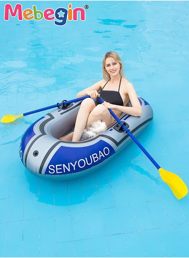 MEBEGIN Inflatable Boat with Boat Oars and Oar Locks on Both Sides, Inflatable Pool Float with Aotomatic Air Pump, Fun Pool Toys, Made of Good Quality PVC Material, Suitable for Swimming Pool, Seashore and Summer Beach Party, 55*32inch  - Image 1