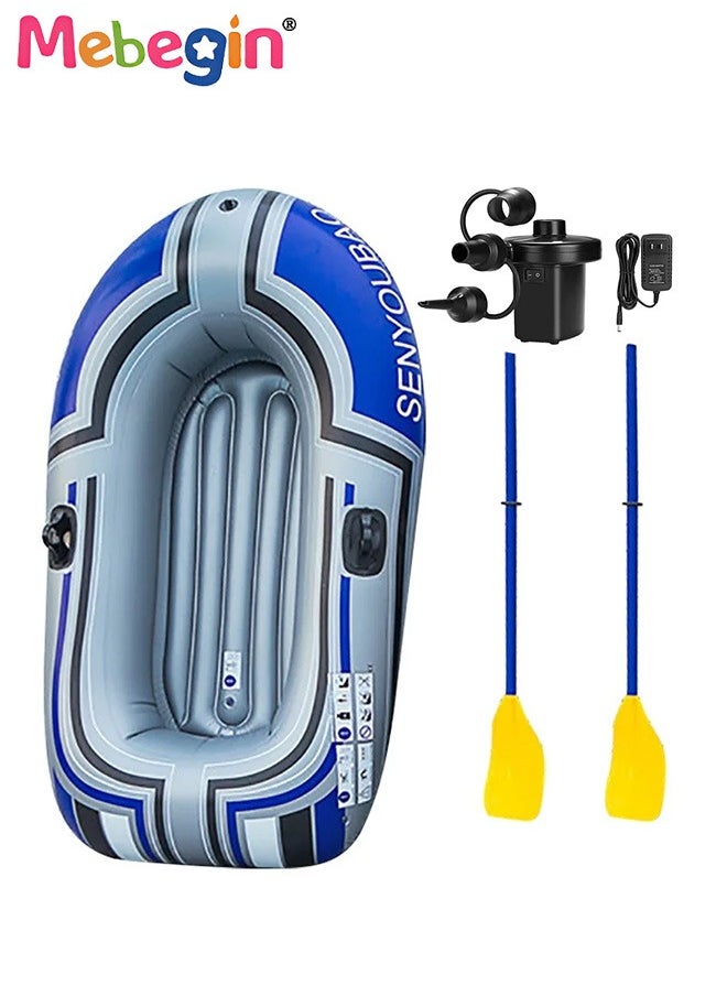 MEBEGIN Inflatable Boat with Boat Oars and Oar Locks on Both Sides, Inflatable Pool Float with Aotomatic Air Pump, Fun Pool Toys, Made of Good Quality PVC Material, Suitable for Swimming Pool, Seashore and Summer Beach Party, 55*32inch  - Image 2