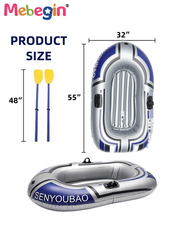 MEBEGIN - Inflatable Boat with Boat Oars and Oar Locks on Both Sides, Inflatable Pool Float with Aotomatic Air Pump, Fun Pool Toys, Made of Good Quality PVC Material, Suitable for Swimming Pool, Seashore and Summer Beach Party, 55*32inch - Image 1