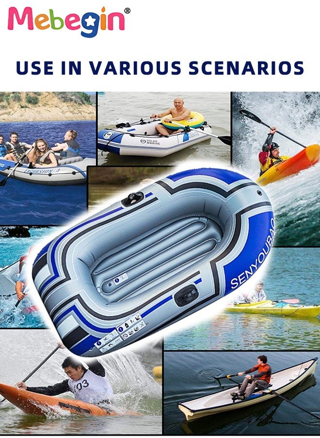 MEBEGIN - Inflatable Boat with Boat Oars and Oar Locks on Both Sides, Inflatable Pool Float with Aotomatic Air Pump, Fun Pool Toys, Made of Good Quality PVC Material, Suitable for Swimming Pool, Seashore and Summer Beach Party, 55*32inch - Image 1