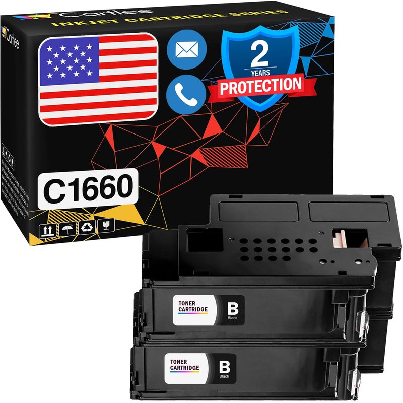 Cartlee Compatible Toner Cartridges Replacement for Dell C1660 C1660W C1660cnw 1660 1660w 1660cnw 4G9HP High Yield Laser Printers Ink 2 Black