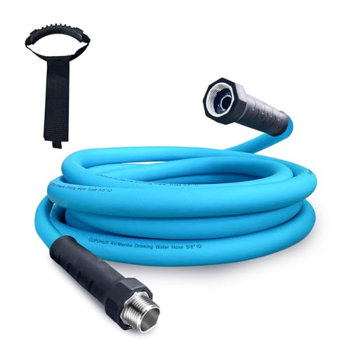 Cupohus RV Water Hose 10FT with Strain Relief Ends, Kink-Resistant Drinking Water Hose, 5/8''ID Potable Food Grade Hose with Storage Strap for RV, Marine, Camper, Truck, Car, Garden - Image 1