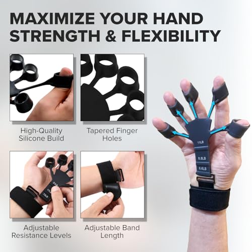 Q DEVICES Hand Grip Strengthener & Finger Exerciser (3 Resistance Levels: 13, 17, 21lb) - Adjustable Silicone Grip Strength Trainer for Arthritis Relief, Carpal Tunnel, Athletes & Musicians - Image 2