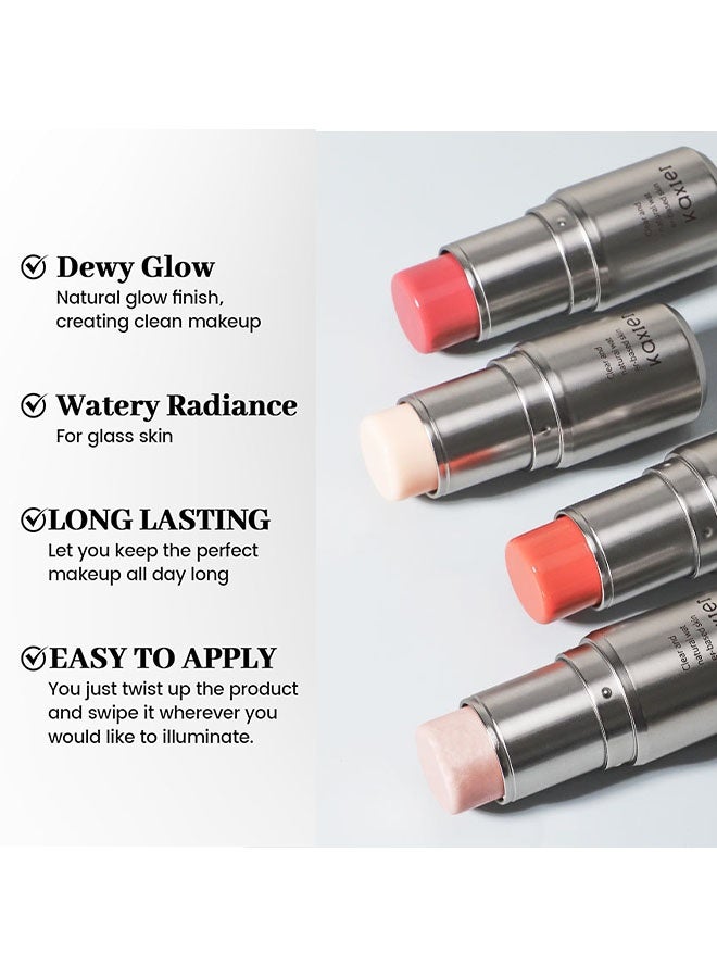 Kaxier Clear Highlighter Stick, Sheer Dewy Glow Face Highlighter, Radiance Balm for Glass Skin, Lightweight Creamy Multiuse Makeup Stick, Buildable Watercolor Makeup Balm #101 Clear - Image 3