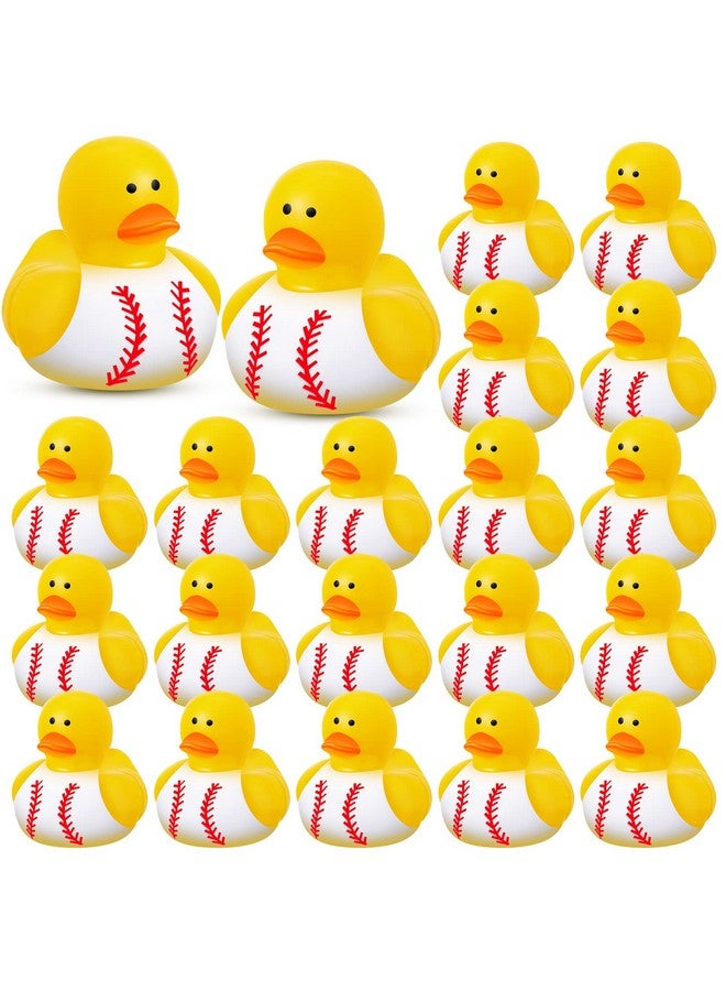 Deekin 24 Pieces Baseball Rubber Ducks Mini Ducks Yellow Rubber Ducky Bath Toys Baseball Party Favors for Bathtub Gift Classroom Summer Beach Pool Activity Carnival Game - Image 1