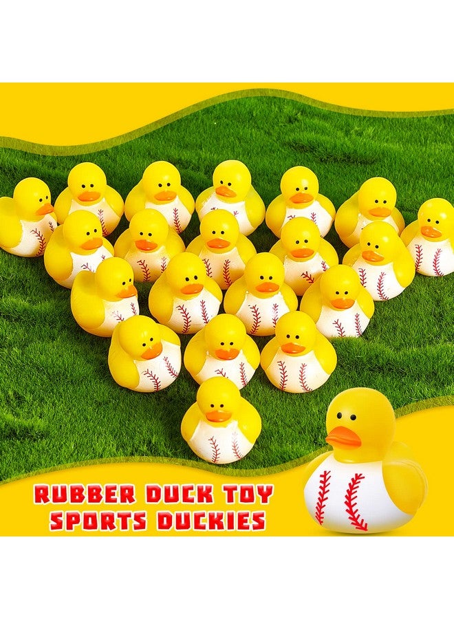 Deekin 24 Pieces Baseball Rubber Ducks Mini Ducks Yellow Rubber Ducky Bath Toys Baseball Party Favors for Bathtub Gift Classroom Summer Beach Pool Activity Carnival Game - Image 4