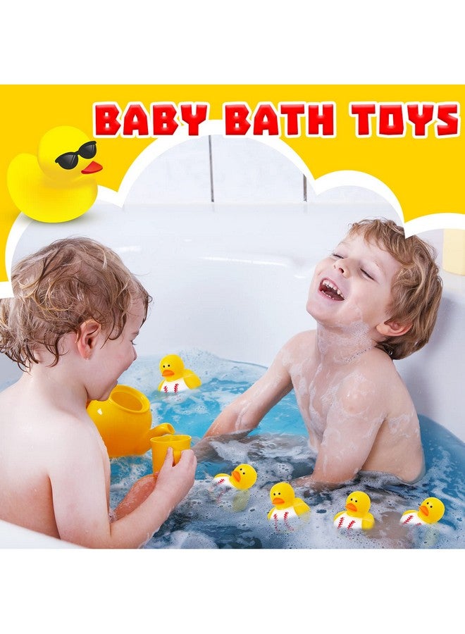 Deekin 24 Pieces Baseball Rubber Ducks Mini Ducks Yellow Rubber Ducky Bath Toys Baseball Party Favors for Bathtub Gift Classroom Summer Beach Pool Activity Carnival Game - Image 3