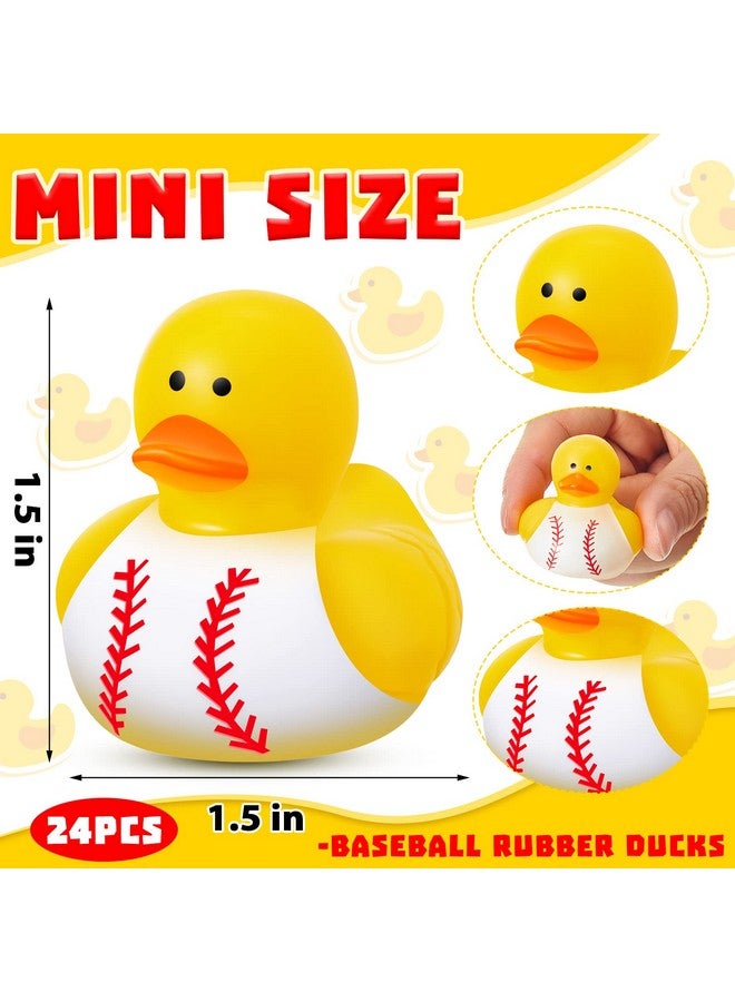 Deekin 24 Pieces Baseball Rubber Ducks Mini Ducks Yellow Rubber Ducky Bath Toys Baseball Party Favors for Bathtub Gift Classroom Summer Beach Pool Activity Carnival Game - Image 2