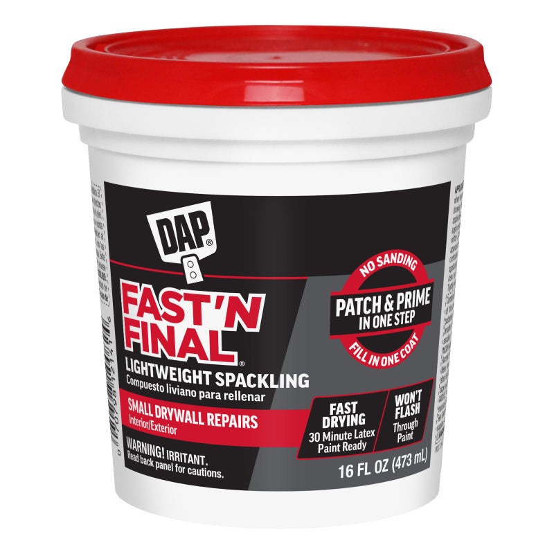 Dap 12141 Fast'N Final Spackling Interior and Exterior White 16 Fl Oz (Pack of 1) - Image 1