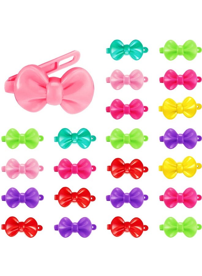 WILLBOND 100 Pieces Girls Hair Barrettes Self Hinge Plastic Hair Clip Toddler Kids Baby 80S 90S Hair Pin Colorful Cute Hair Clip Cartoon Hair Accessories (Bow)  - Image 1