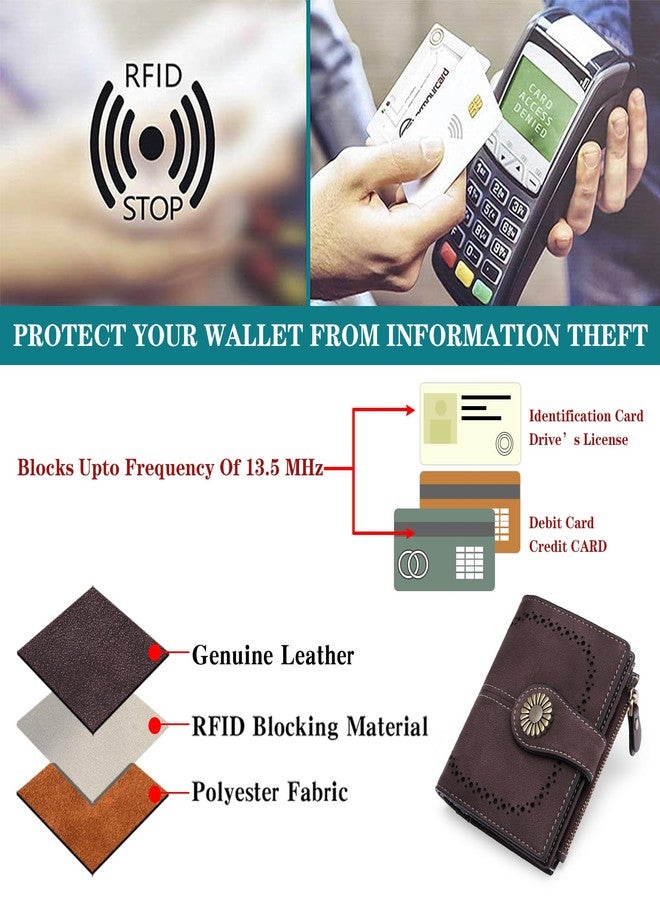 SENDEFN Small Wallets for Woman RFID Blocking Leather Bifold Credit Card Holder Purse with ID Window - Image 5