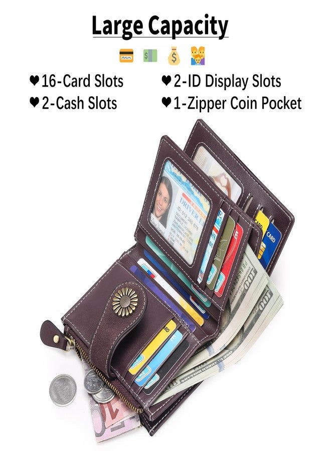 SENDEFN Small Wallets for Woman RFID Blocking Leather Bifold Credit Card Holder Purse with ID Window - Image 2