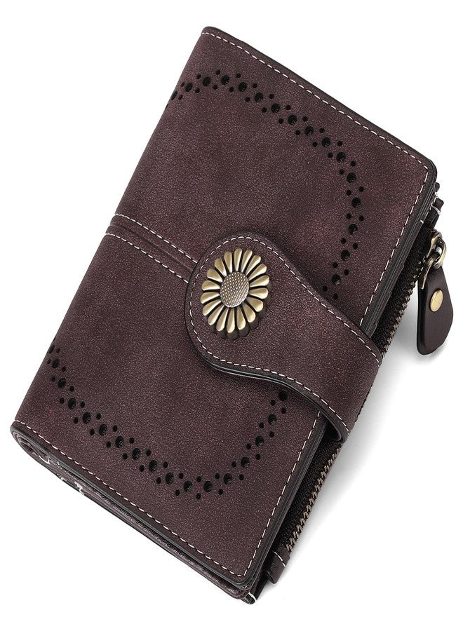 SENDEFN Small Wallets for Woman RFID Blocking Leather Bifold Credit Card Holder Purse with ID Window - Image 1