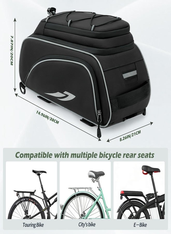 RAINSMORE Bike Bags for Bicycles Rear Rack Waterproof 15L Bike Trunk Pannier Saddle Bag with Rain Cover & Shoulder Straps 3-IN-1 Ebike Storage Backpack for Commuter Travel Outdoor - Image 4