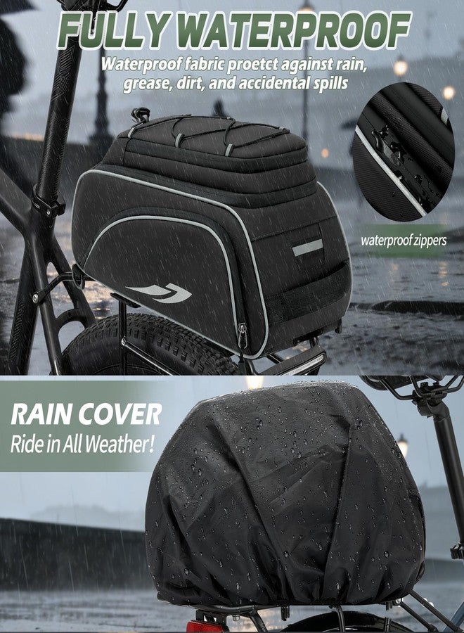 RAINSMORE Bike Bags for Bicycles Rear Rack Waterproof 15L Bike Trunk Pannier Saddle Bag with Rain Cover & Shoulder Straps 3-IN-1 Ebike Storage Backpack for Commuter Travel Outdoor - Image 3