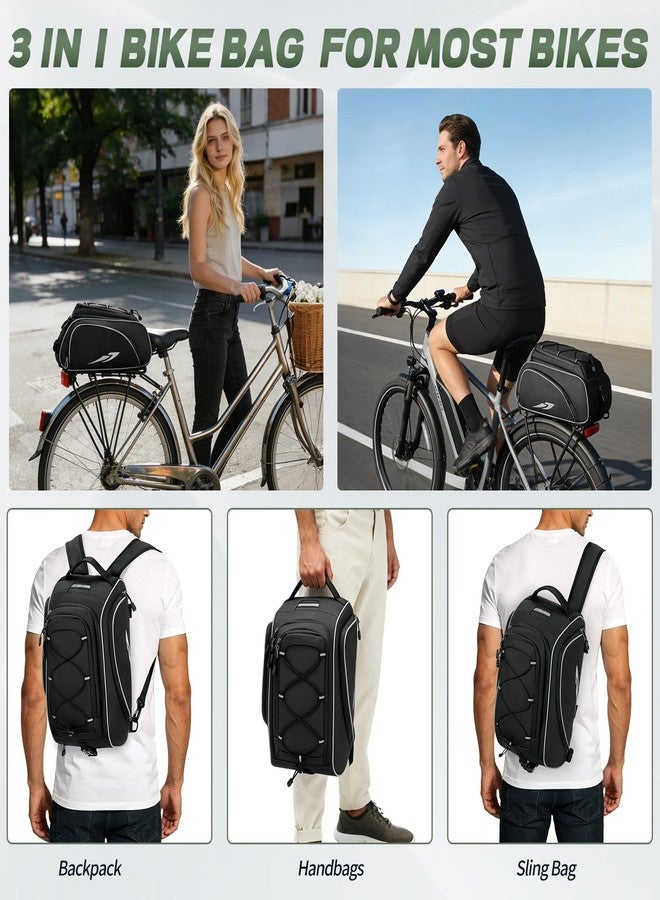 RAINSMORE Bike Bags for Bicycles Rear Rack Waterproof 15L Bike Trunk Pannier Saddle Bag with Rain Cover & Shoulder Straps 3-IN-1 Ebike Storage Backpack for Commuter Travel Outdoor - Image 5