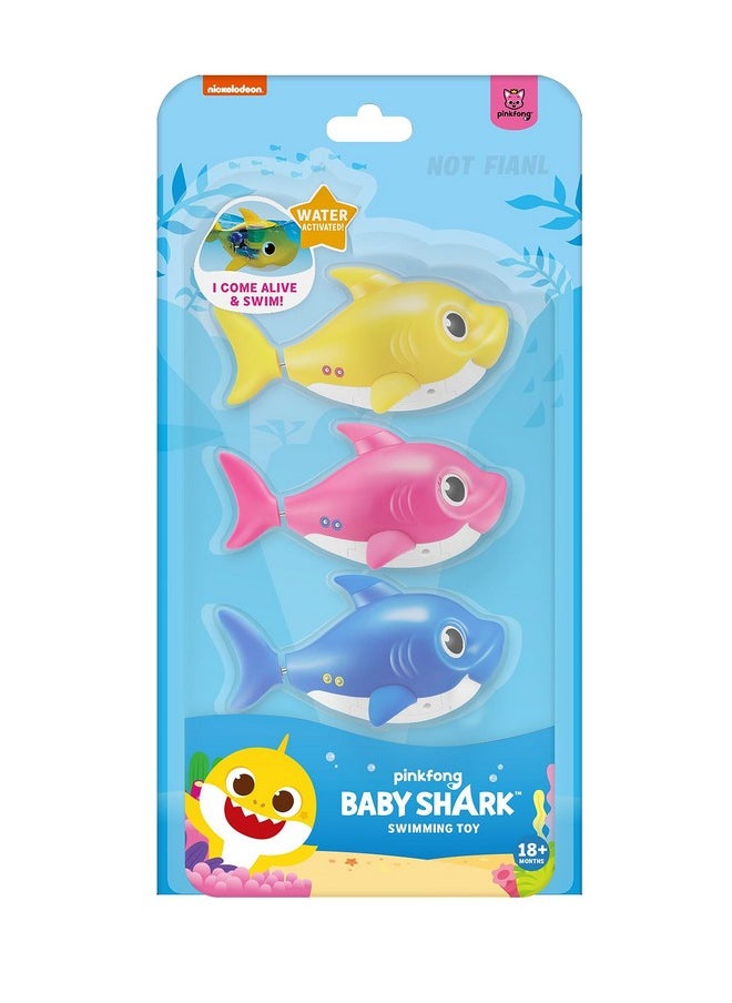 ROBO ALIVE Robo Alive Junior Baby Shark New Silicon Fins Version Swimming Mini Baby Shark (3 Pack) by ZURU  - Image 1